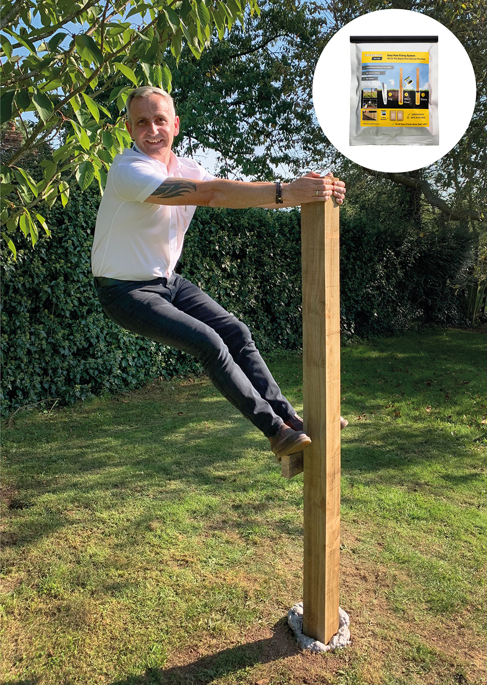 NEW POSTSAVER PROSET HARD RESIN FOAM MAKES INSTALLING FENCE POSTS A